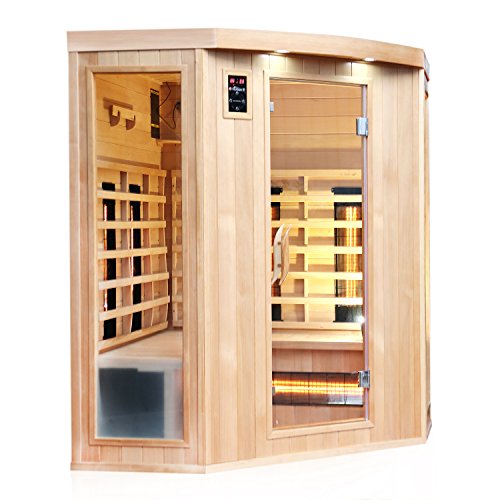 Dewello Infrarotkabine HALEY 160×160 für 2-4 Personen aus Hemlock Holz mit Vollspektumstrahler - 8