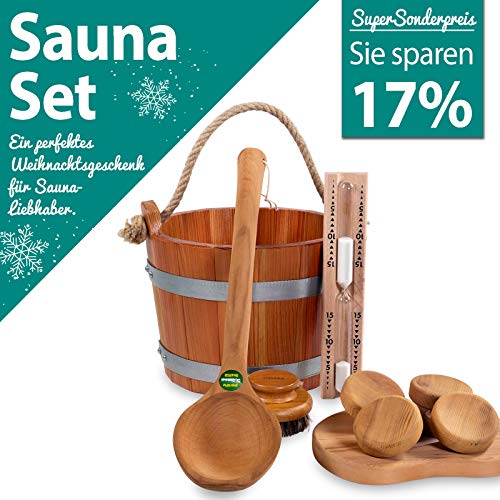 Tolle Sauna-Geschenk-Sets/Mehrteilige Sauna-Sets/Kübel, Kelle und mehr (5-teiliges Premium Set) - 2
