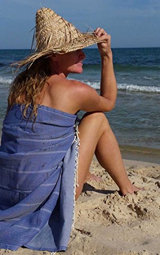 ZusenZomer Fouta Hamamtuch Playa 100×190 Jeans Blau – Hammam Badetuch Saunatuch mit Eleganten Fischgrat-Gewebe 100% Baumwolle – Fair Trade Hamam Tücher - 2