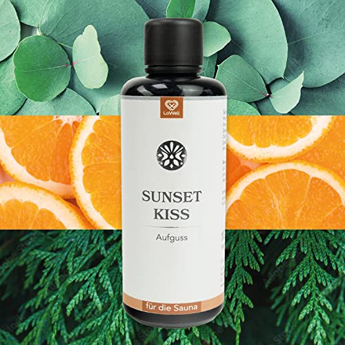 LoWell® 100ml Sauna Aufguss Sunset Kiss – Das Sauna Zubehör Aufgussmittel für Sauna und Dampfbad – Ätherische Öle Saunaaufguss Konzentrat – Orange - 3