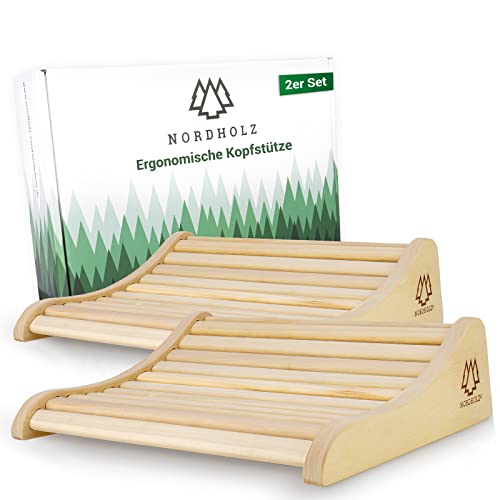 Sauna Kopfstütze Holz 2er Set - 37 x 33 cm ideale Breite für optimalen Liegekomfort
