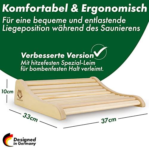Sauna Kopfstütze Holz 2er Set – 37 x 33 cm ideale Breite für optimalen Liegekomfort - 2