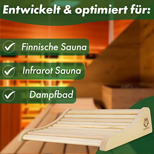 Sauna Kopfstütze Holz 2er Set – 37 x 33 cm ideale Breite für optimalen Liegekomfort - 5
