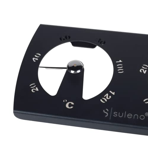 SULENO – Sauna Set KJELL 2-teilig, Sanduhr 5-15 Minuten, Klimamesser, Thermometer 20-120°, Hygrometer 0-100%, Saunazubehör, hitzebeständig, modern, Wandmontage, Zeitmesser (Schwarz) - 4