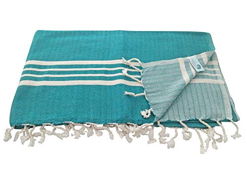 ZusenZomer Hamamtuch Groß XXL 160×210 Meeresgrün – sehr weich – Fouta Hamam Badetuch Strandtuch – 100% Baumwolle Handgewebt Oeko-TEX® – Fair Trade Hammamtücher - 4