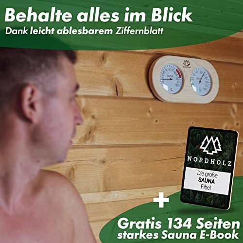 NORDHOLZ® Sauna Thermometer Hygrometer Holz – Präzise und leicht ablesbare Anzeige für die richtige Temperatur und Luftfeuchtigkeit – Sauna Hygrometer Thermometer - 5