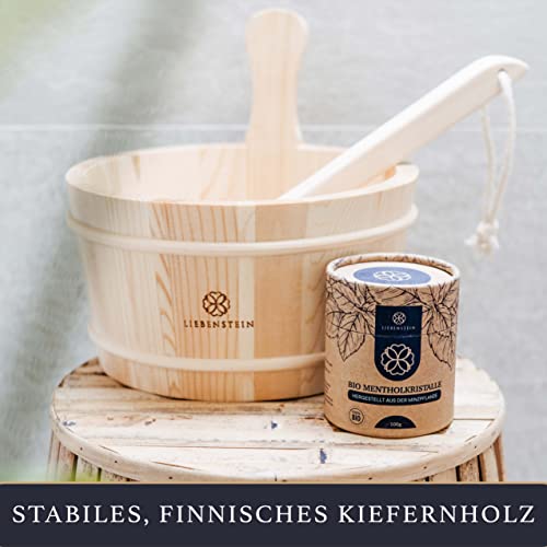 Liebenstein® Sauna Eimer mit Kelle [4L] – handgefertigt aus finnischem Kiefernholz –  bestehend aus Saunaeimer, Saunakelle und Schutzeinsatz - 5