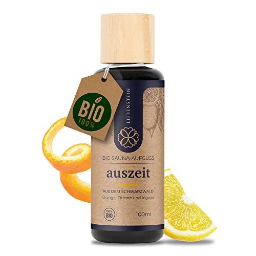 Liebenstein® BIO Saunaaufguss “Auszeit” - Orange, Zitrone & Ingwer [1x100ml Sauna Aufgussmittel] - mit 100% naturreinen Bio Ölen