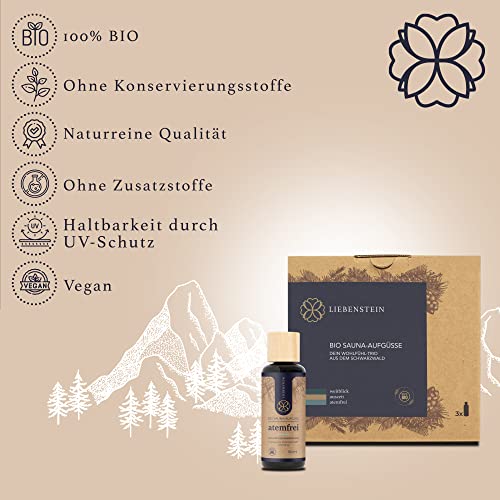Liebenstein® BIO Saunaaufguss “Atemfrei” – Eukalyptus, Latschenkiefer & Minze [1x100ml Sauna Aufgussmittel] – mit 100% naturreinen Bio Ölen - 3