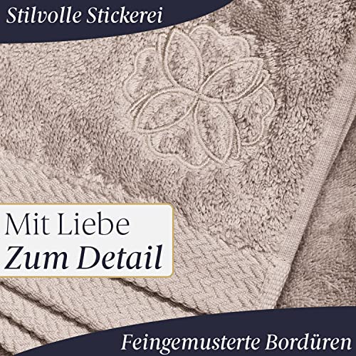 Liebenstein® [2er Set] Premium Duschtuch – in sandgrau – 70×140 cm – aus feinster Baumwolle mit 550 g/m² - 3