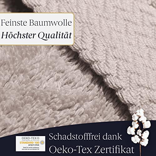 Liebenstein® [2er Set] Premium Duschtuch – in sandgrau – 70×140 cm – aus feinster Baumwolle mit 550 g/m² - 4