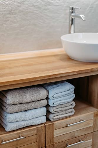 Liebenstein® [2er Set] Premium Duschtuch – in sandgrau – 70×140 cm – aus feinster Baumwolle mit 550 g/m² - 6