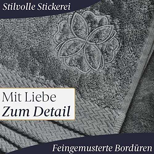 Liebenstein® [2er Set] Premium Saunahandtuch – in anthrazit – 70×200 cm – aus feinster Baumwolle mit 675 g/ m² - 3