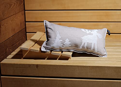 Jokipiin | 1 Saunakissen Lieblingskissen Reisekissen | Design: Elch, beige/weiß | Maße: 40 x 22 cm, Leinen/Baumwolle | schadstofffrei Ökotex 100 | hergestellt in Finnland - 3