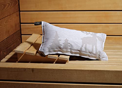 Jokipiin | 1 Saunakissen Lieblingskissen Reisekissen | Design: Elch, beige/weiß | Maße: 40 x 22 cm, Leinen/Baumwolle | schadstofffrei Ökotex 100 | hergestellt in Finnland - 4