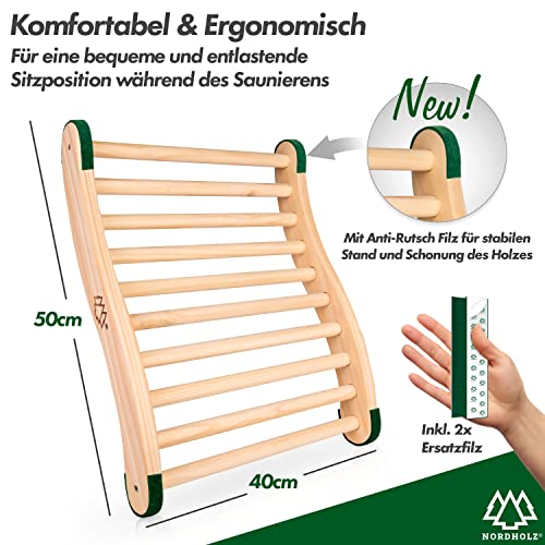 Nordholz® Sauna Rückenlehne ergonomisch – Die Perfekte Rückenstütze für sofortigen Wohlfühleffekt – Sauna Zubehör aus 100% nordische Fichte für Infrarotkabine – Holz Lehne Saunazubehör - 2