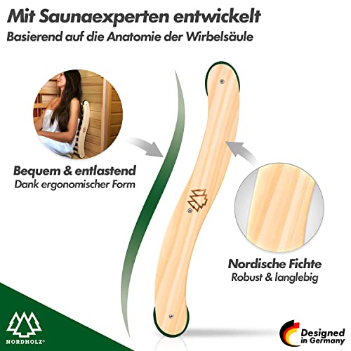 Nordholz® Sauna Rückenlehne ergonomisch – Die Perfekte Rückenstütze für sofortigen Wohlfühleffekt – Sauna Zubehör aus 100% nordische Fichte für Infrarotkabine – Holz Lehne Saunazubehör - 3