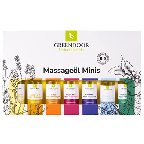 GREENDOOR Massageöl TESTER Set 175ml / 7 x 25ml veganes...