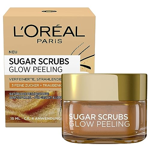 L'Oréal Paris Peeling für Gesicht und Lippen, Mit Zucker...