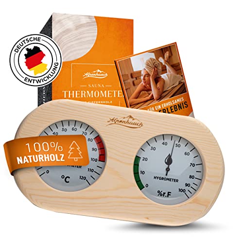 ALPENHAUCH Sauna Thermometer Hygrometer Holz [2in1 Funktion]...