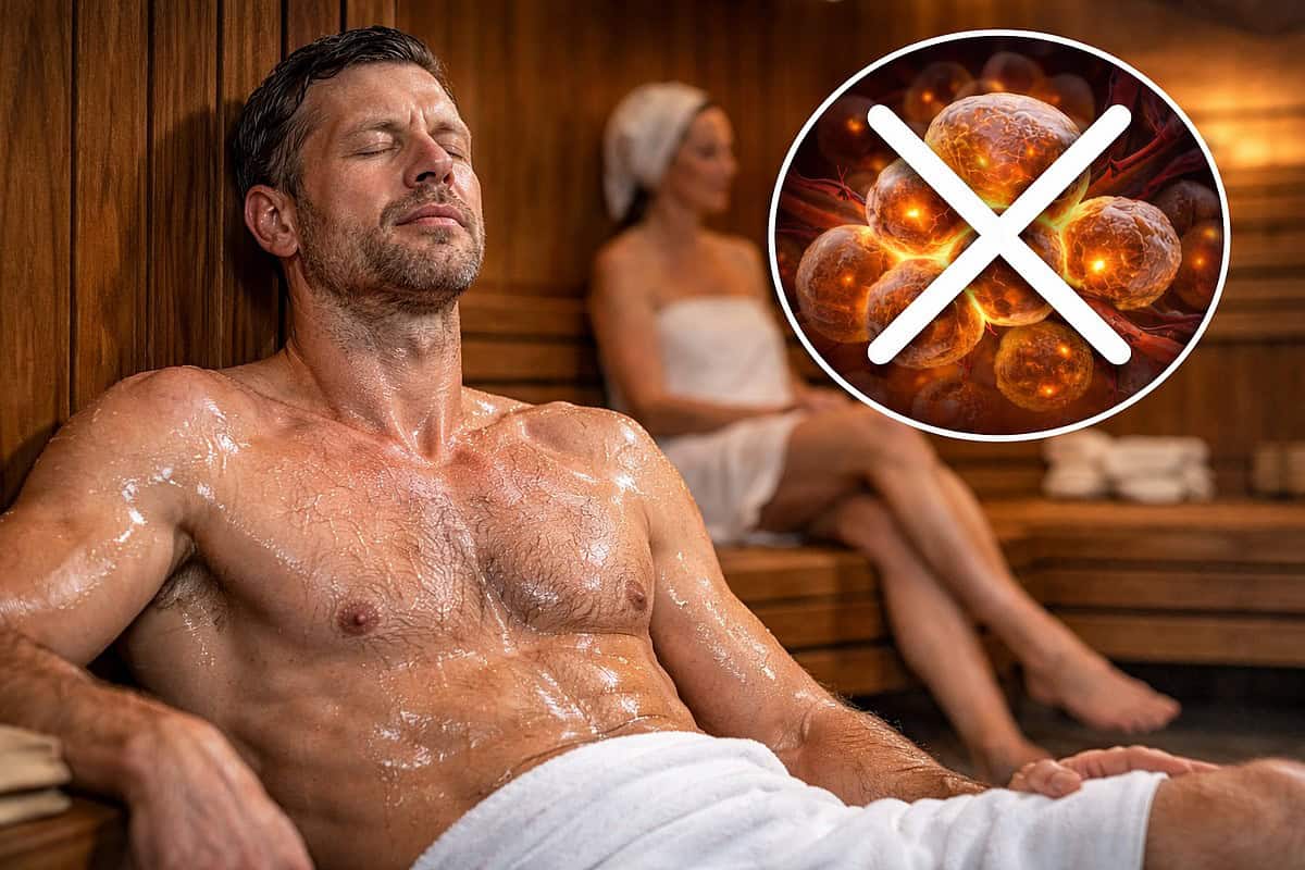 Entspannter Mann im Sauna, anti-bakterielles Konzept, Saunazeit Magazin, optima Gesundheitsvorsorge, Saunabaden, Wellness nach Mass.