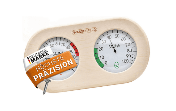 Optimales Saunaerlebnis dank WASSERFELD® Sauna-Thermometer-Hygrometer