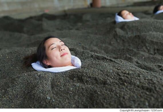 Woman enjoy Surigahama Spa in Ibusuki