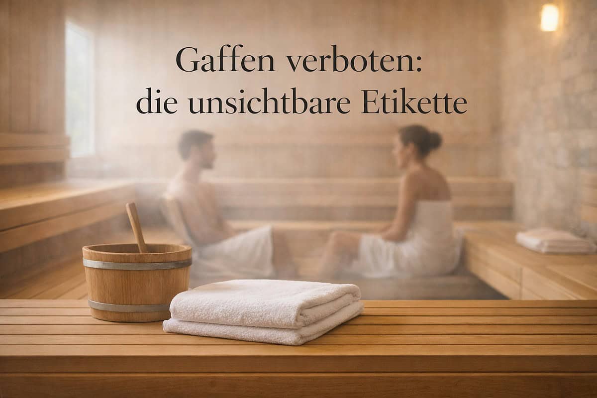 Entspannende Saunageschichte mit Sauna, Handtüchern und Holzfässern.