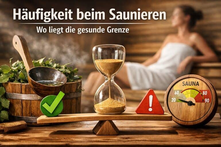 Entspannte Person im Saunabereich mit Wellness-Accessoires, herrliche Atmosphäre, gesundes Saunieren.