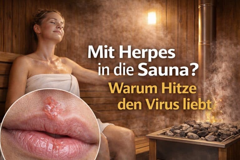 Heiße Sauna, Herpes, Virus, Hitze, Sauna-Benefits, Saunazeit, Wellness, Hautpflege, Gesundheitsvorsorge, Entspannung.