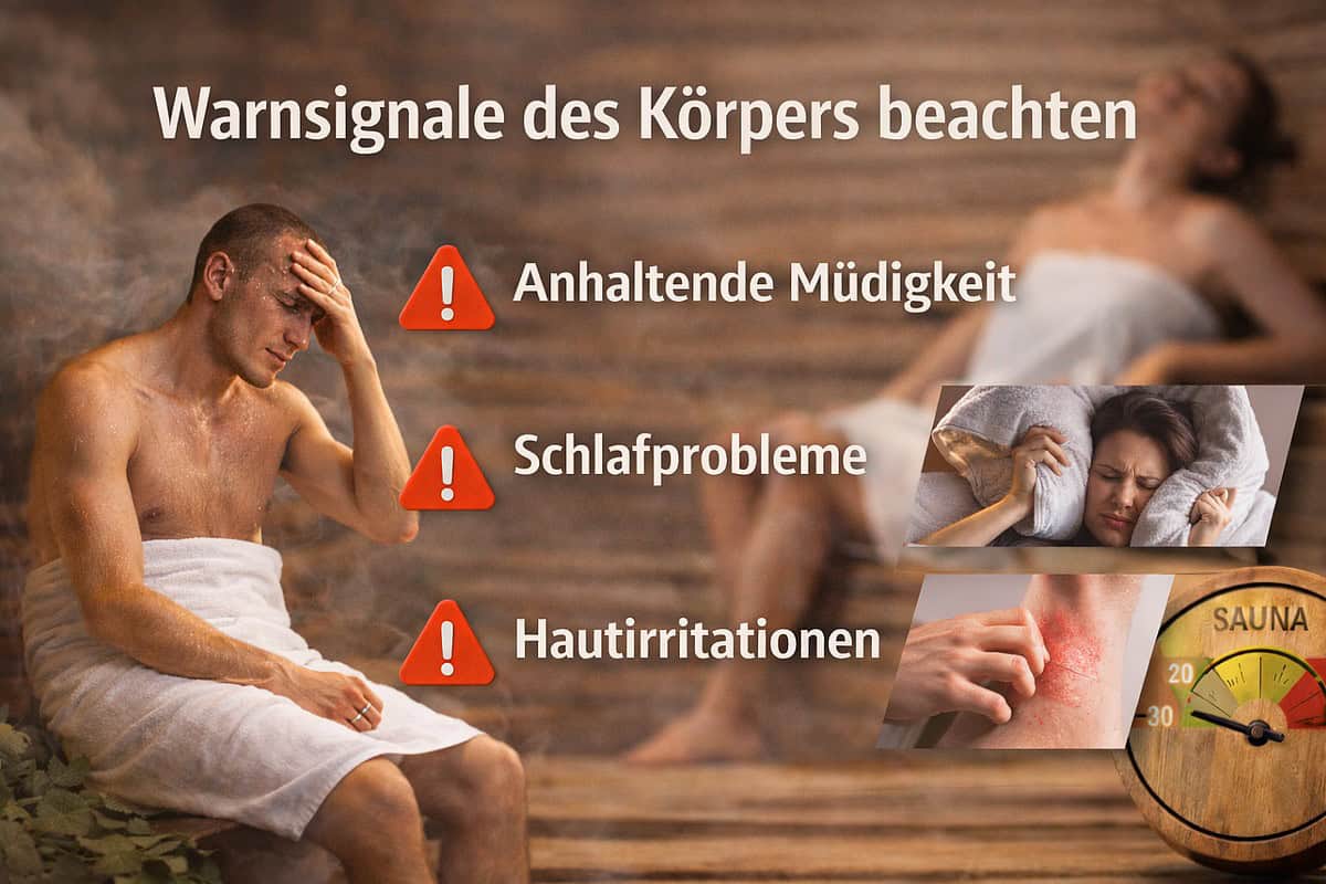 Überwachte Warnsignale des Körpers bei Sauna-Nutzung.