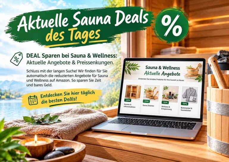Aktuelle Sauna Deals des Tages mit Rabatten bei Saunazeit.
